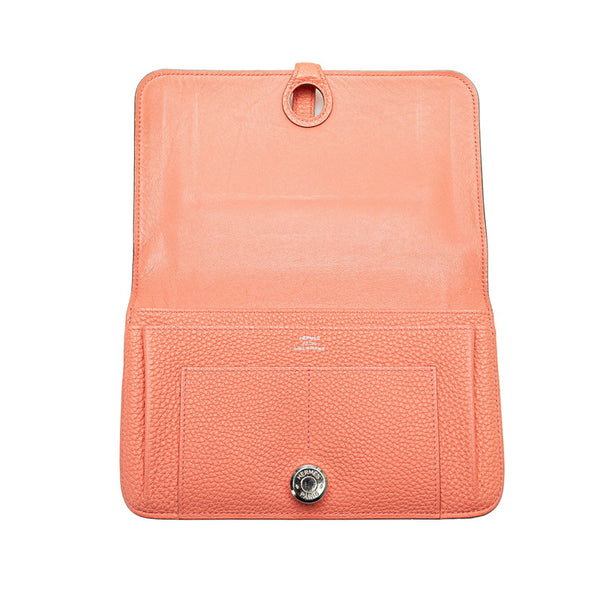 エルメス ドゴンデュオ 長財布 ローズキャンディ サーモンピンク トゴ レディース HERMES 【中古】