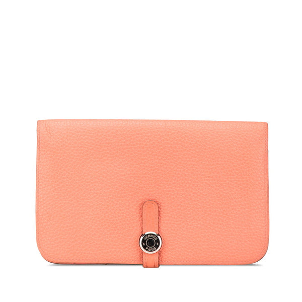 エルメス ドゴンデュオ 長財布 ローズキャンディ サーモンピンク トゴ レディース HERMES 【中古】