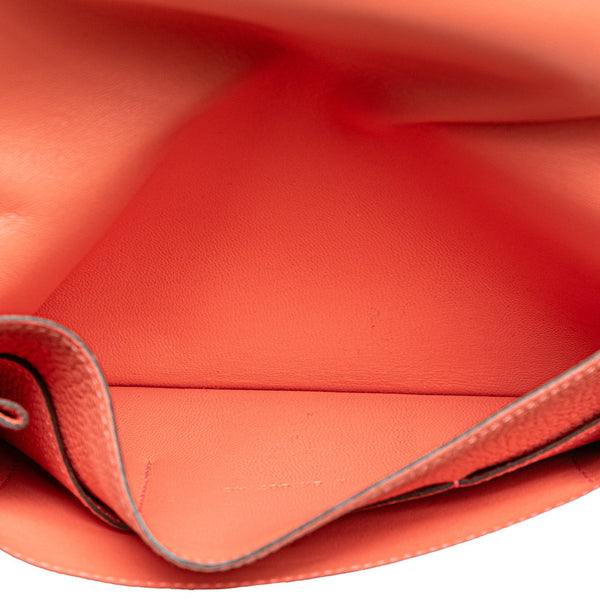エルメス ドゴンデュオ 長財布 ローズキャンディ サーモンピンク トゴ レディース HERMES 【中古】