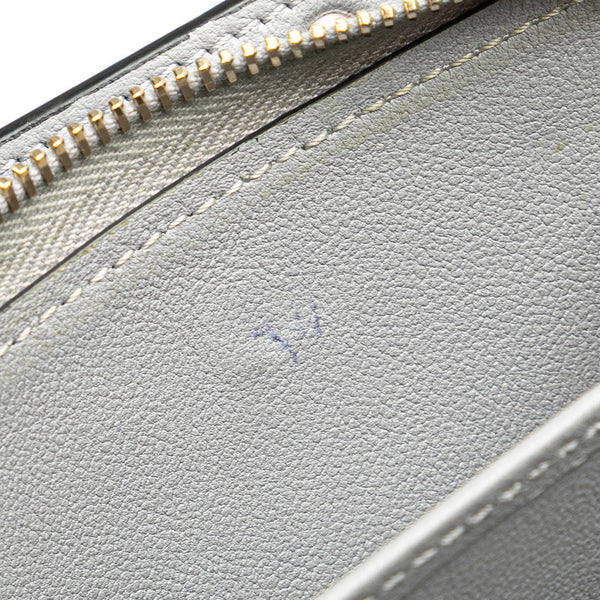ヴァレンティノ ロックスタッズ ラウンドファスナー 二つ折り財布 グレー レザー レディース VALENTINO 【中古】