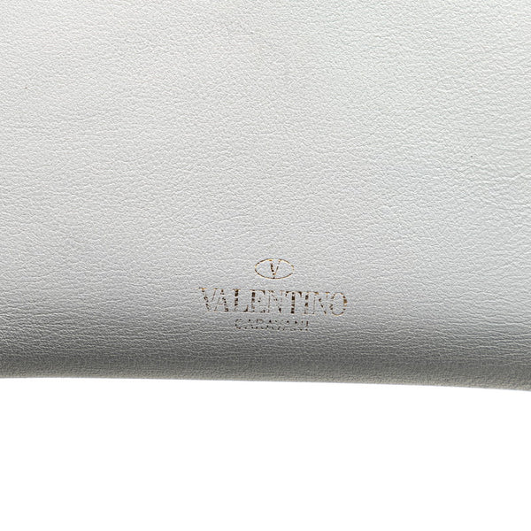 ヴァレンティノ ロックスタッズ ラウンドファスナー 二つ折り財布 グレー レザー レディース VALENTINO 【中古】
