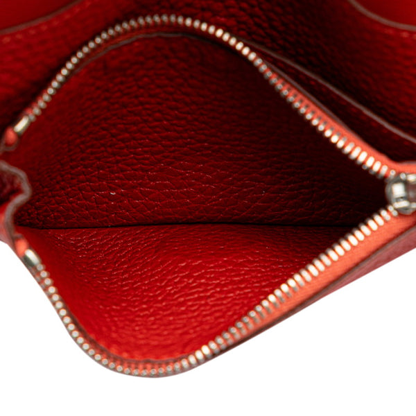 エルメス ドゴン 二つ折り財布 カードケース ルージュガランス レッド トゴ レディース HERMES 【中古】
