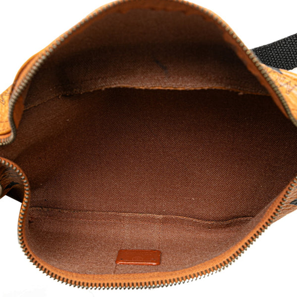 エム シー エム ヴィセトス ロゴグラム ボディバッグ ウエストバッグ ブラウン PVC レザー レディース MCM 【中古】
