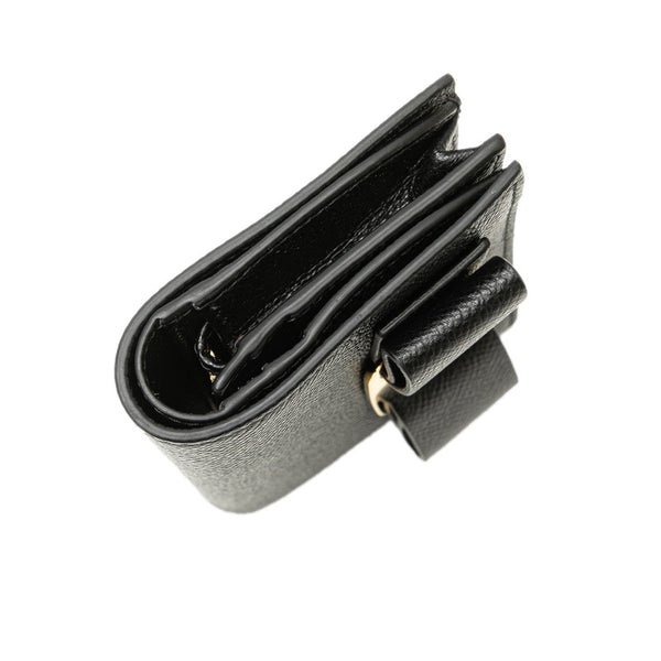 サルヴァトーレフェラガモ ヴァラ リボン 二つ折り財布 22D515 ブラック レザー レディース Salvatore Ferragamo 【中古】