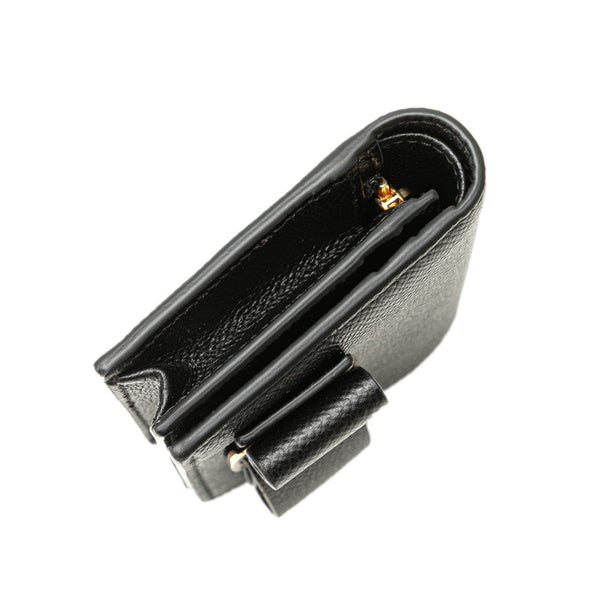 サルヴァトーレフェラガモ ヴァラ リボン 二つ折り財布 22D515 ブラック レザー レディース Salvatore Ferragamo 【中古】