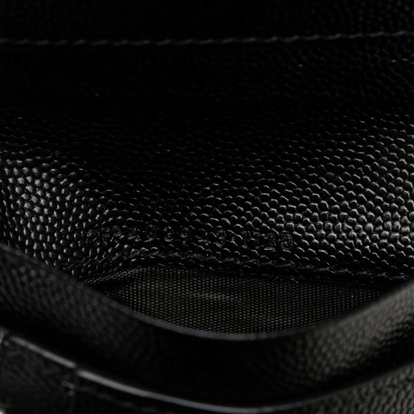 サンローラン YSL モノグラム スリーフォールド 二つ折り財布 コンパクトウォレット ブラック ゴールド レザー レディース SAINT LAURENT 【中古】