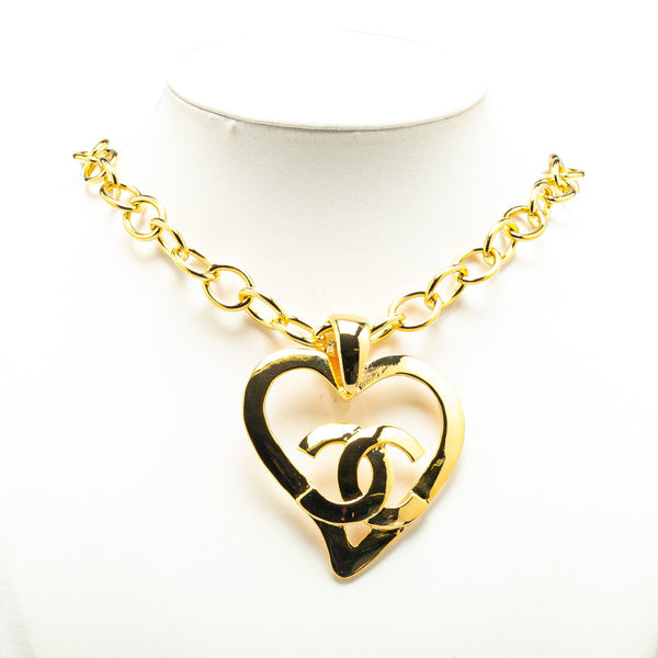 シャネル ヴィンテージ ラージ ココハート ネックレス ゴールド メッキ レディース CHANEL 【中古】
