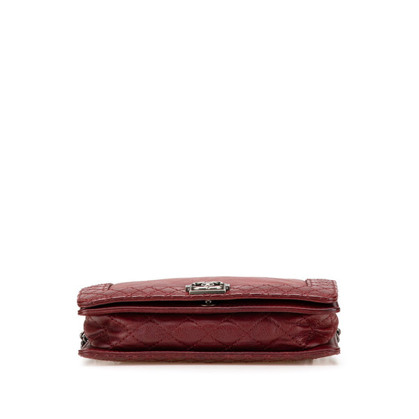 シャネル ボーイシャネル ココマーク チェーン ショルダーバッグ ワインレッド ボルドー ラムスキン レディース CHANEL 【中古】