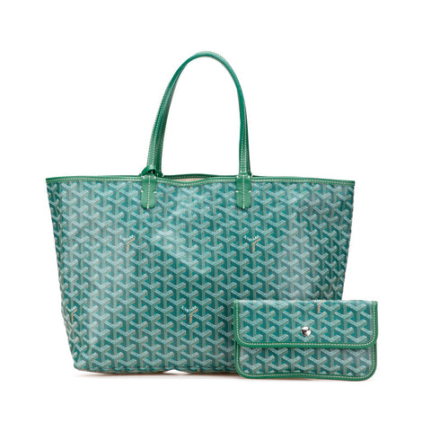 ゴヤール サンルイPM トートバッグ ショルダーバッグ グリーン PVC レザー レディース GOYARD 【中古】