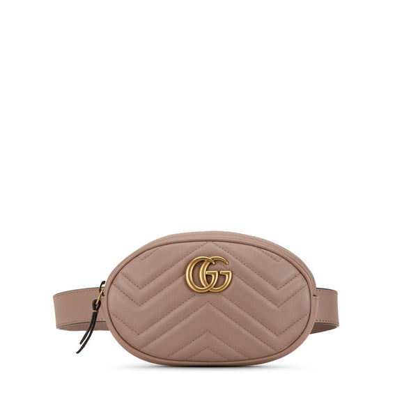 グッチ GGマーモント キルティング ボディバッグ ウエストバッグ 85/34 476434 ブラック レザー レディース GUCCI 【中古】