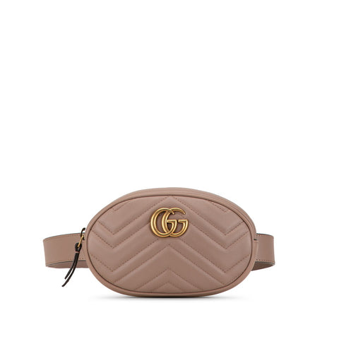 グッチ GGマーモント キルティング ボディバッグ ウエストバッグ 85/34 476434 ブラック レザー レディース GUCCI 【中古】