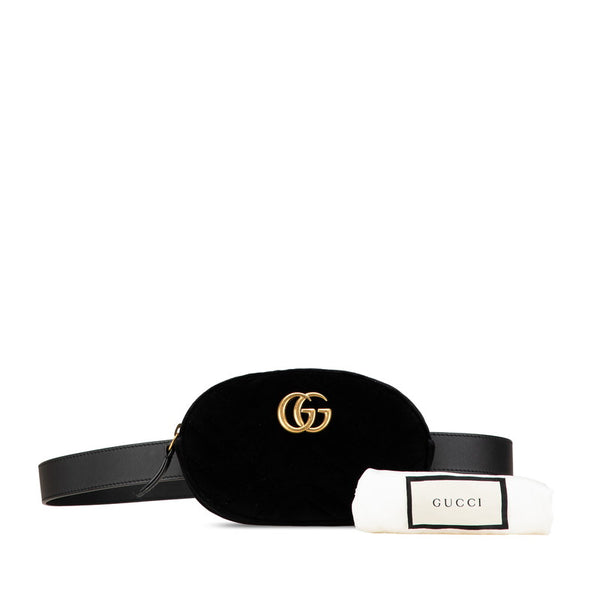 グッチ GGマーモント ウエストバッグ ベルトバッグ 85/34 476434 ブラック ベロア レディース GUCCI 【中古】
