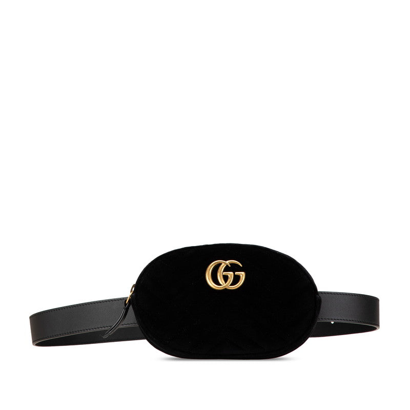 グッチ GGマーモント ウエストバッグ ベルトバッグ 85/34 476434 ブラック ベロア レディース GUCCI 【中古】