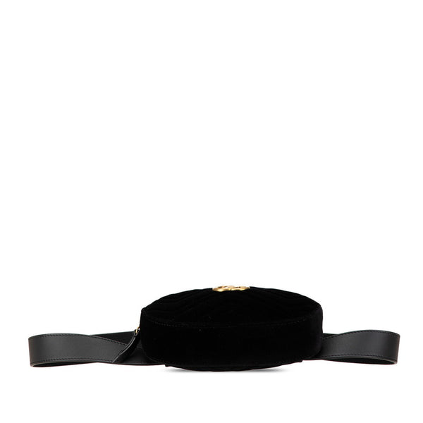グッチ GGマーモント ウエストバッグ ベルトバッグ 85/34 476434 ブラック ベロア レディース GUCCI 【中古】
