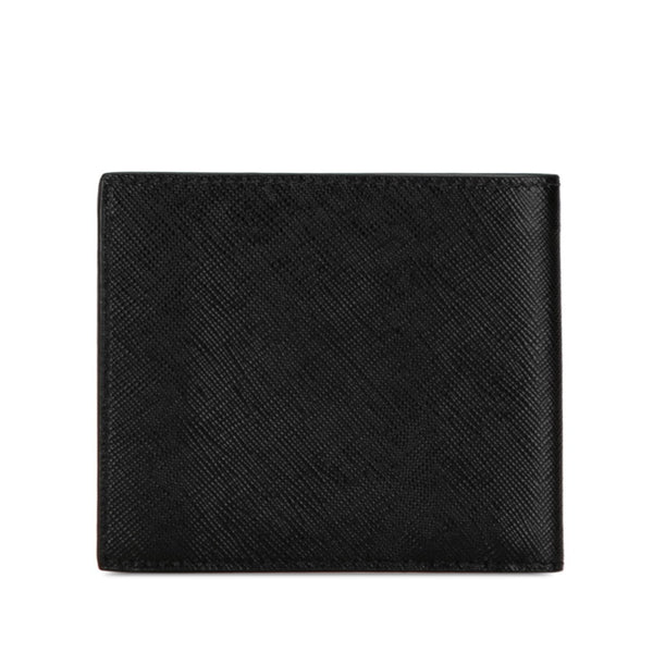 プラダ サフィアーノ 二つ折り財布 ブラック ネイビー レザー メンズ PRADA 【中古】