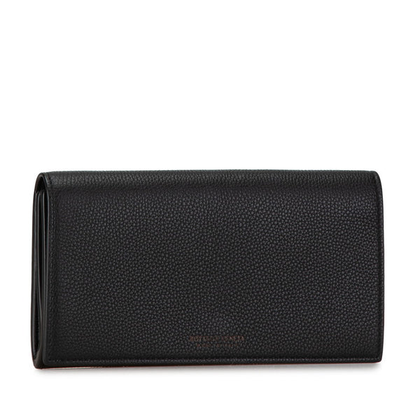 ボッテガヴェネタ ロゴ 長財布 ブラック レザー レディース BOTTEGAVENETA 【中古】