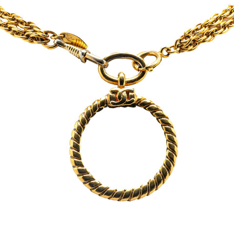 シャネル ココマーク ルーペ ネックレス ダブルチェーン ゴールド メッキ レディース CHANEL 【中古】
