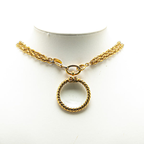 シャネル ココマーク ルーペ ネックレス ダブルチェーン ゴールド メッキ レディース CHANEL 【中古】