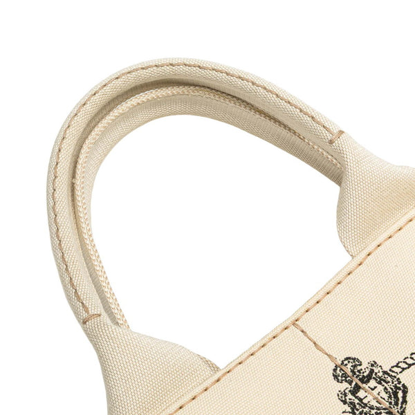 プラダ カナパ M ハンドバッグ トートバッグ BN1877 アイボリー ホワイト キャンバス レディース PRADA 【中古】