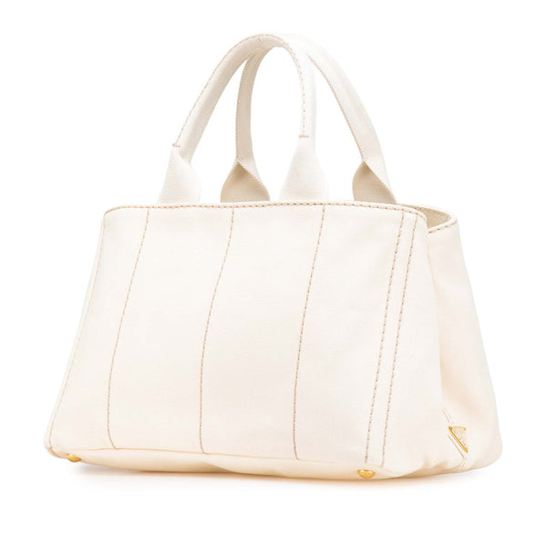 プラダ カナパ M ハンドバッグ トートバッグ BN1877 アイボリー ホワイト キャンバス レディース PRADA 【中古】