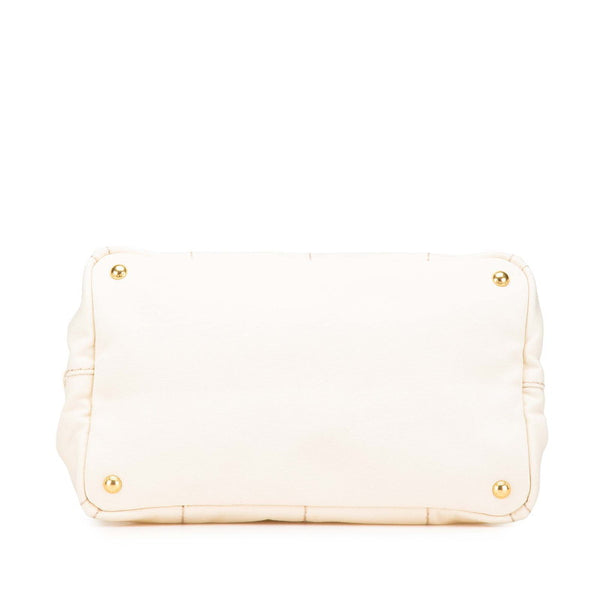 プラダ カナパ M ハンドバッグ トートバッグ BN1877 アイボリー ホワイト キャンバス レディース PRADA 【中古】