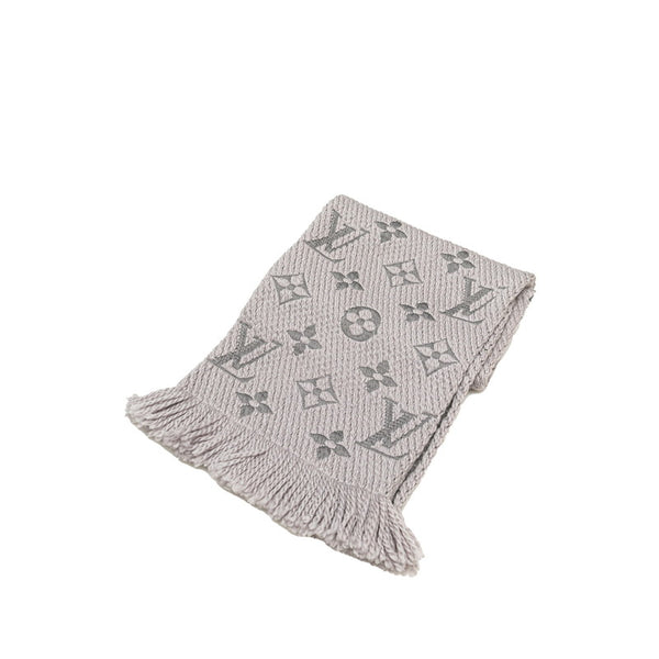 ルイ ヴィトン エシャルプロゴマニア マフラー M74742 グレー グリペルル ウール シルク レディース LOUIS VUITTON 【中古】