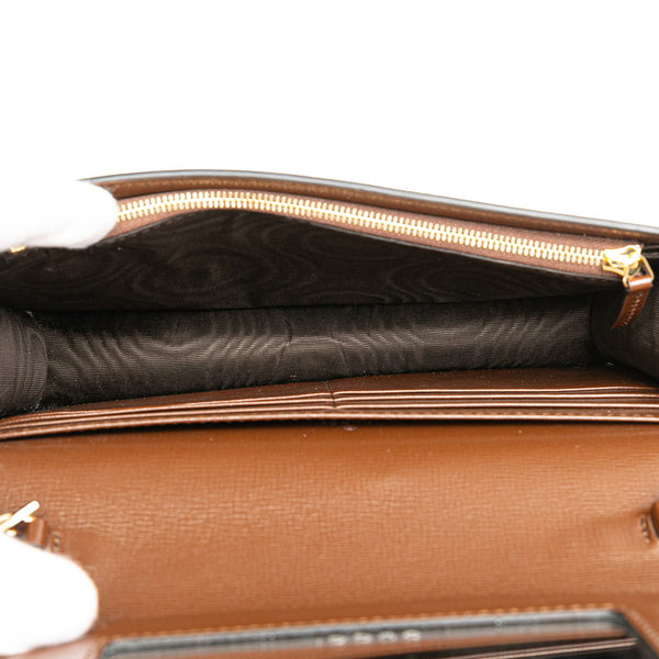 グッチ GGスプリーム ハート モチーフ チェーン ショルダーバッグ 648948 ブラウン レッド PVC レザー レディース GUCCI 【中古】