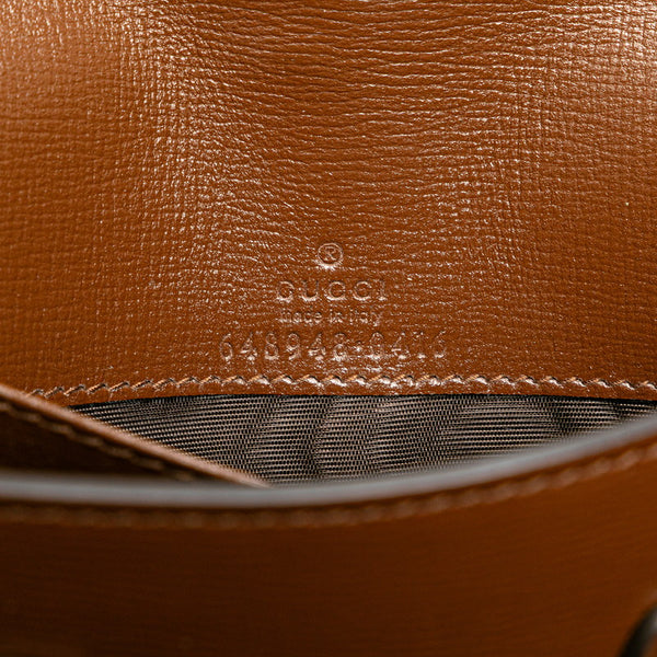 グッチ GGスプリーム ハート モチーフ チェーン ショルダーバッグ 648948 ブラウン レッド PVC レザー レディース GUCCI 【中古】