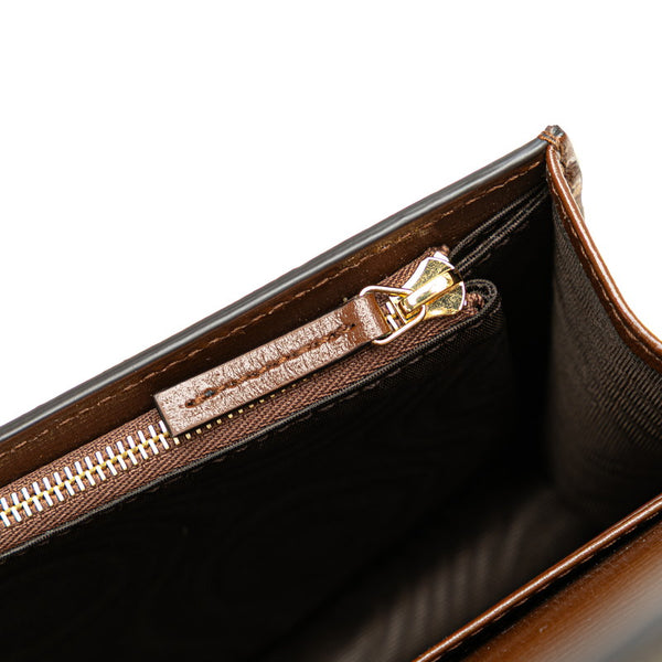 グッチ GGスプリーム ハート モチーフ チェーン ショルダーバッグ 648948 ブラウン レッド PVC レザー レディース GUCCI 【中古】