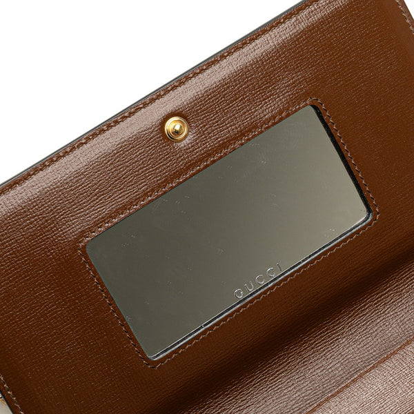 グッチ GGスプリーム ハート モチーフ チェーン ショルダーバッグ 648948 ブラウン レッド PVC レザー レディース GUCCI 【中古】