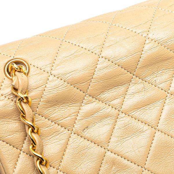 シャネル ココマーク マトラッセ フルフラップ チェーン ショルダーバッグ  ベージュ ラムスキン レディース CHANEL 【中古】