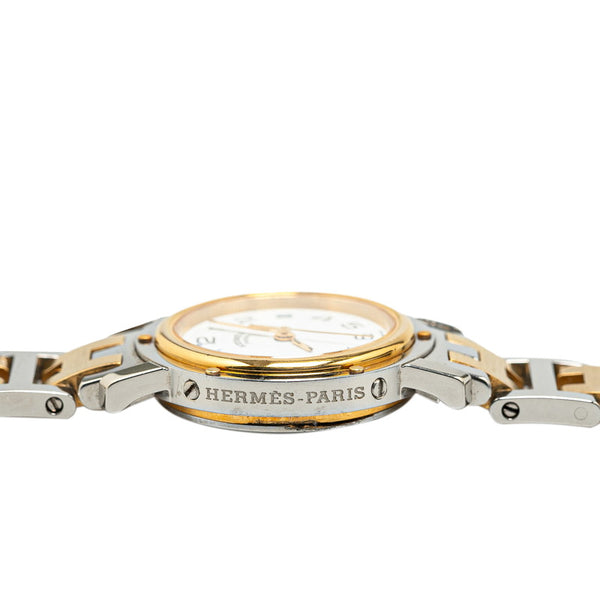 エルメス クリッパー 腕時計 クオーツ ホワイト文字盤 ステンレススチール レディース HERMES 【中古】