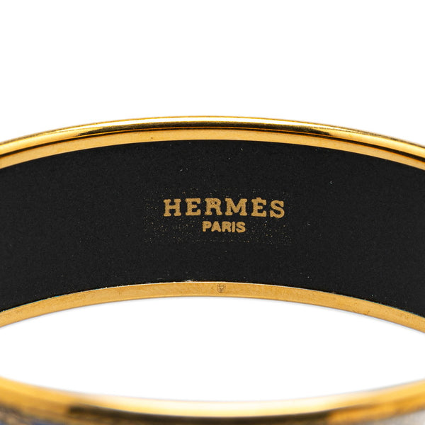 エルメス エマイユGM ホース 馬 バングル ゴールド ブルー マルチカラー メッキ レディース HERMES 【中古】