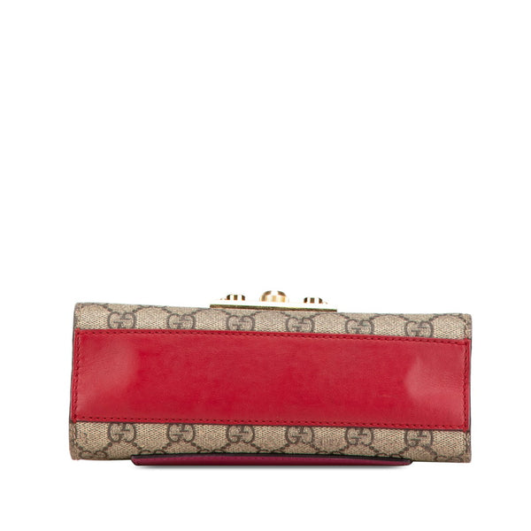 グッチ GGスプリーム チェーン ショルダーバッグ  409487 レッド ベージュ PVC レザー レディース GUCCI 【中古】