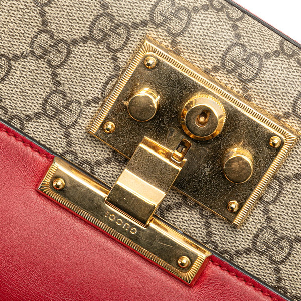 グッチ GGスプリーム チェーン ショルダーバッグ  409487 レッド ベージュ PVC レザー レディース GUCCI 【中古】