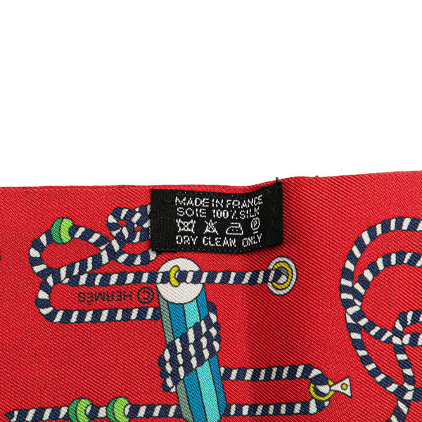 エルメス ツイリー cordages コルダージュ ロープ スカーフ レッド マルチカラー シルク レディース HERMES 【中古】
