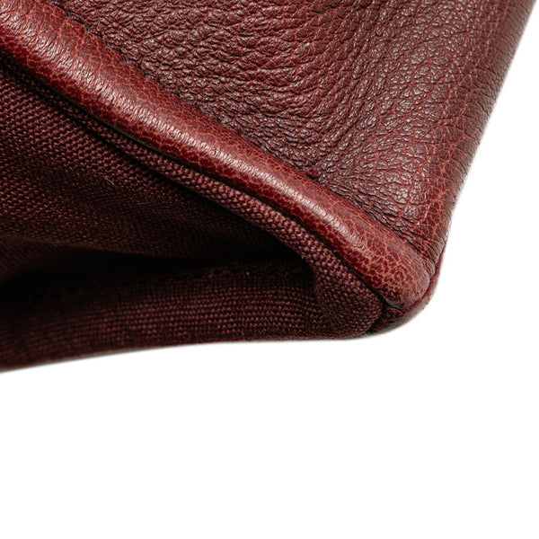 エルメス フールトゥ トートMM トートバッグ ワインレッド キャンバス レザー レディース HERMES 【中古】