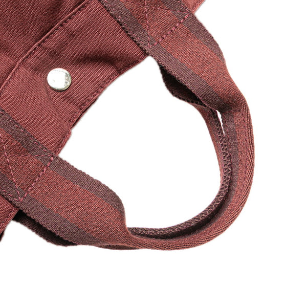 エルメス フールトゥ トートMM トートバッグ ワインレッド キャンバス レザー レディース HERMES 【中古】