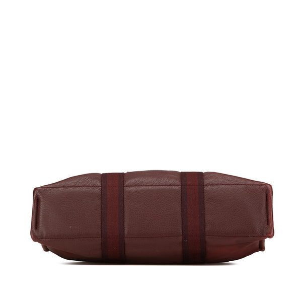 エルメス フールトゥ トートMM トートバッグ ワインレッド キャンバス レザー レディース HERMES 【中古】