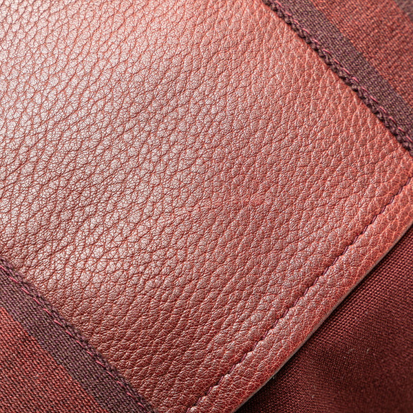 エルメス フールトゥ トートMM トートバッグ ワインレッド キャンバス レザー レディース HERMES 【中古】