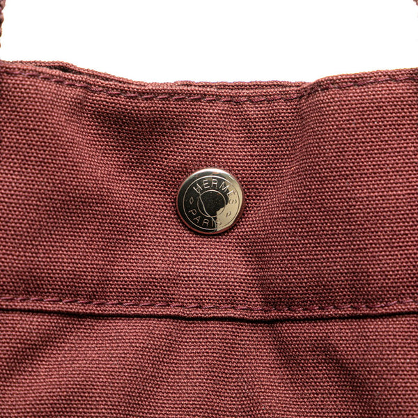 エルメス フールトゥ トートMM トートバッグ ワインレッド キャンバス レザー レディース HERMES 【中古】