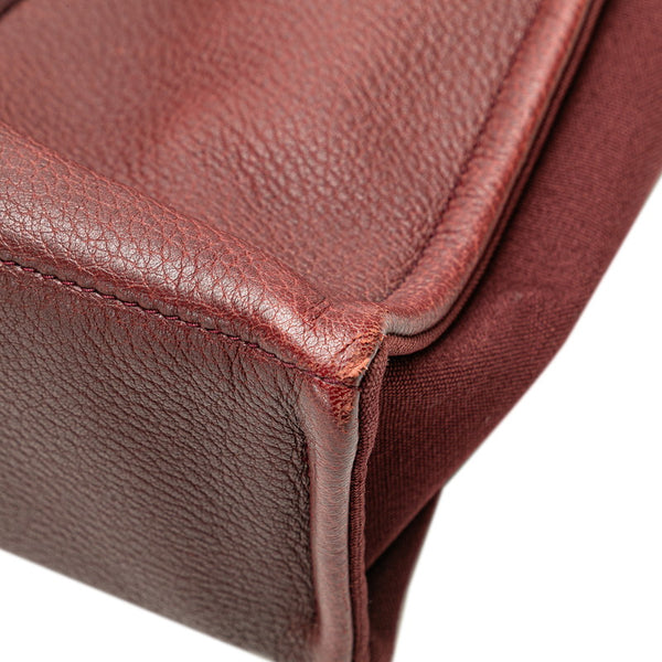 エルメス フールトゥ トートMM トートバッグ ワインレッド キャンバス レザー レディース HERMES 【中古】