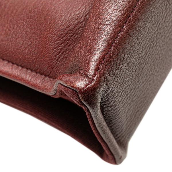 エルメス フールトゥ トートMM トートバッグ ワインレッド キャンバス レザー レディース HERMES 【中古】