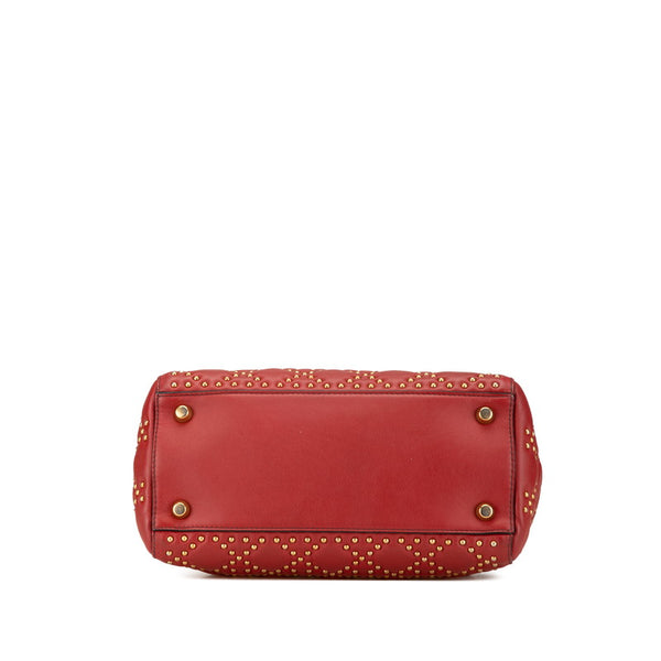 ディオール カナージュ レディディオール スタッズ ハンドバッグ ショルダーバッグ 2WAY レッド レザー レディース Dior 【中古】