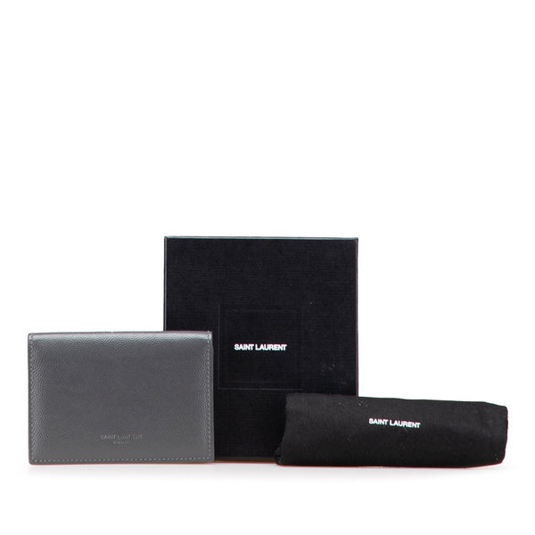 サンローラン カードケース 469338 グレー レザー レディース SAINT LAURENT 【中古】