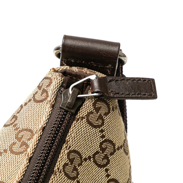 グッチ GGキャンバス 斜め掛け ショルダーバッグ 145857 ベージュ ブラウン キャンバス レザー レディース GUCCI 【中古】