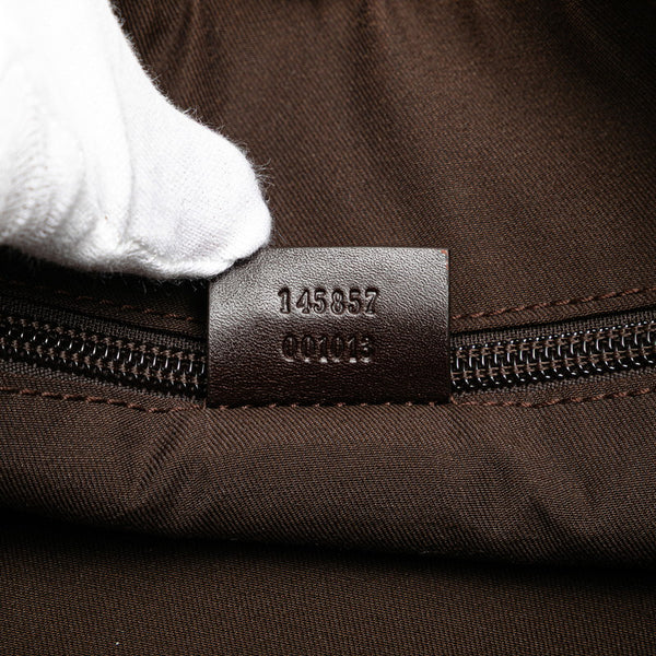 グッチ GGキャンバス 斜め掛け ショルダーバッグ 145857 ベージュ ブラウン キャンバス レザー レディース GUCCI 【中古】