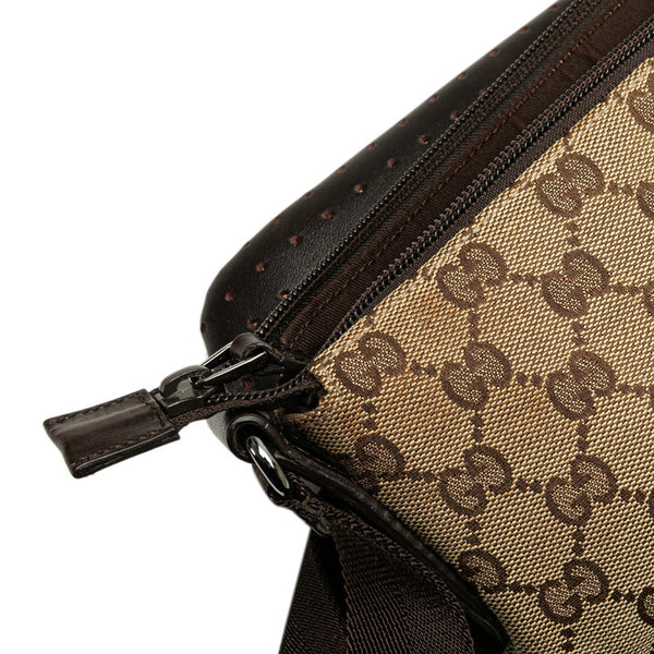 グッチ GGキャンバス 斜め掛け ショルダーバッグ 145857 ベージュ ブラウン キャンバス レザー レディース GUCCI 【中古】
