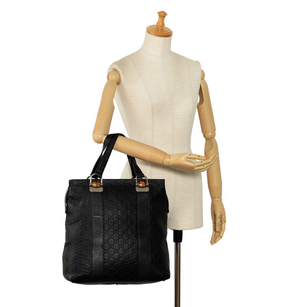 グッチ グッチシマ バンブー トートバッグ ハンドバッグ 355773 ブラック レザー レディース GUCCI 【中古】