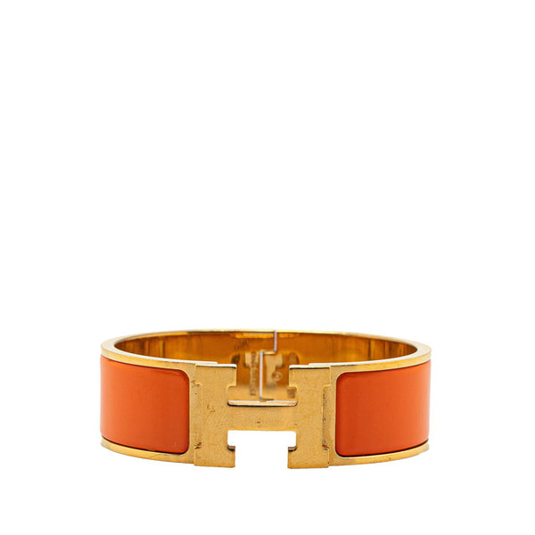 エルメス クリッククラックH PM ブレスレット ゴールド オレンジ メッキ レディース HERMES 【中古】